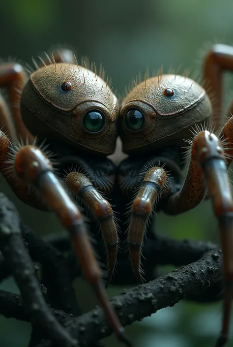 two gay spiders loving eachother passionately realistic human eyes