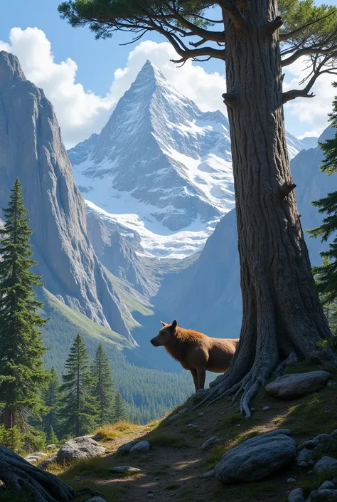  high definition, mountain,Big tree,animal,