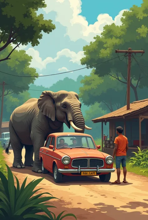 Their car breaks down. They try to repair the car by opening it. But then Bholu elephant comes in front of them.After that Bholu starts pushing the car with his trunk.There was a garage nearby to repair vehicles. Both of them get down and ask the elephant,...