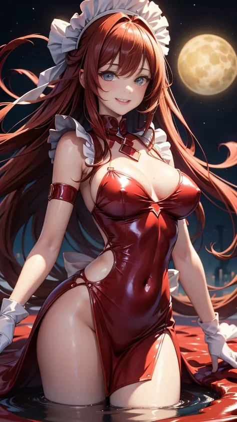 ((masterpiece,best quality,ultra-delicate,Perfect Face,detailed eyes,16k,high resolution,very beautiful girl)),((red slime body ,melting legs,Best Anime,melting body,melting breasts)),sharpnes,clear,The Art of Phenomenal Depictions,melting red long hair,(1...