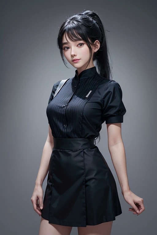 (       highest resolution,     clear    _image)、(        top quality).single, One woman, Alone,       masterpiece on penis     , ((       ponytail)).   semi-realistic   ,          black hair   のショートヘア,          black hair   , bangs, 18 years old,     matu...