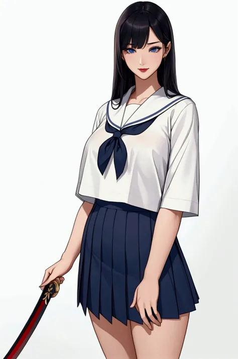 最 high image quality, masterpiece, 4K,  high image quality,  super high resolution,  of the prairie , CG drawing（ one cool adult female swordsman ） Hair、 black hair、Hairstyle、 straight、 semi-long。 Bangs、 side bangs 、I am。 Tall、 slender 、（Sexually、Attractiv...