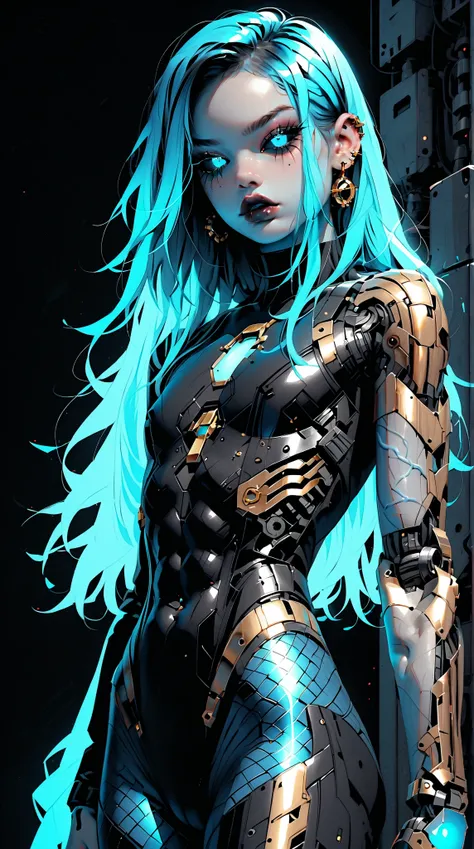 (nsfw:1), (Uncensored:1), score_9, score_8_up, score_7_up, (full body Shot), (1 girl), (asian), beautiful teenage (skinny) muscular goth cyborg girl, (full Cybernetic bodysuit:1.5), (black sclera:1.5), (blue glowing eyes:1.5), (blue glowing body veins:1.5)...