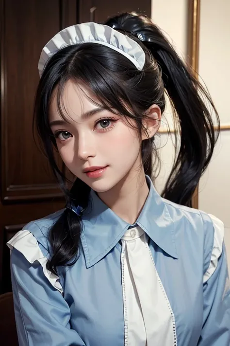 (        highest resolution,      clear     _image)、(         top quality).single, One woman, Alone,       A masterpiece penis      , ((        ponytail)).    semi-realistic    ,           black hair    のショートヘア,           black hair    , bangs, 18 years ol...