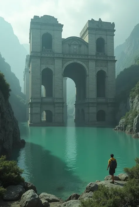  Ruins of Decadent Civilizations 　 Eroding Nature 　Mysterious　Clean water　Super huge　 Paranormal Megastructure That Once Existed　 Two Adventurers Standing 　Flooded Building 　 Nike in Samothrace　Japanese Style