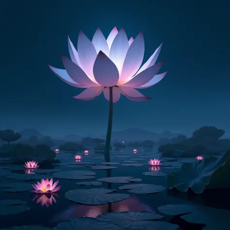  Lotus landscape  ( Little lotus ) at night there is a super massive stand, super wide
