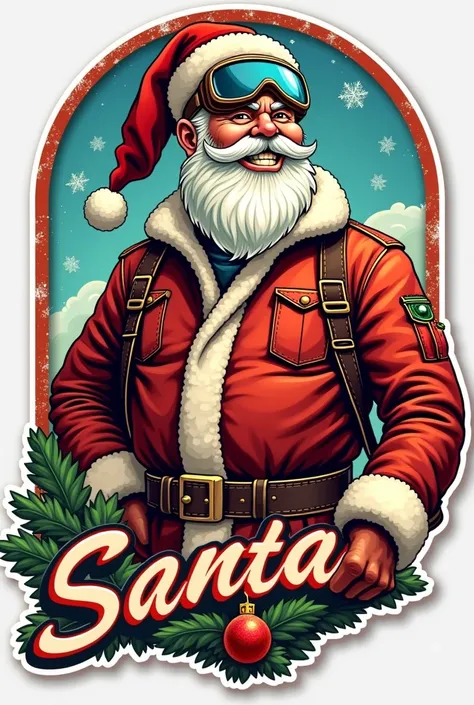 Can you make a sticker style design with the concept of Pilot Santa Claus?