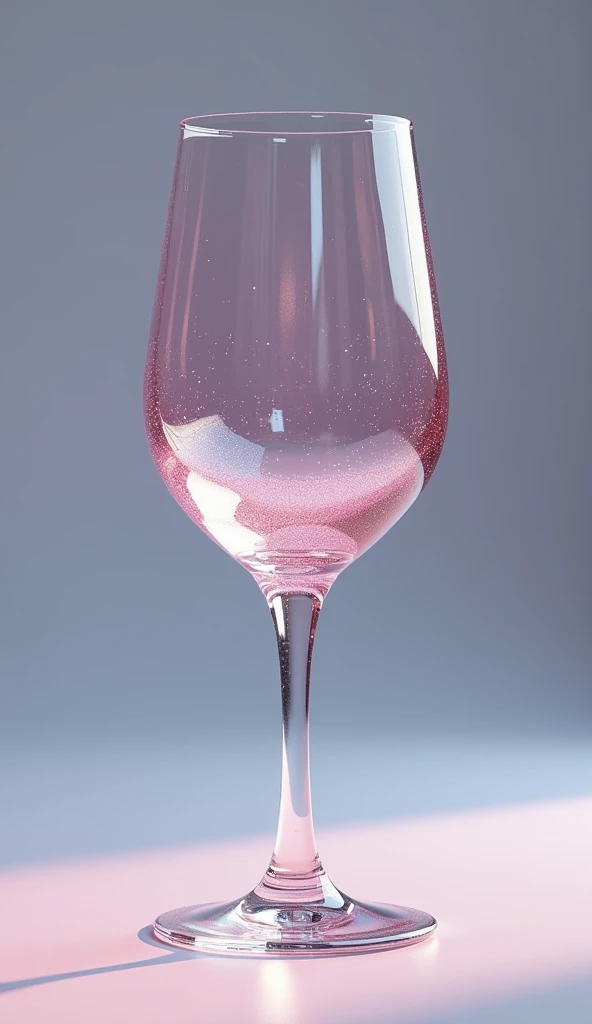 One beautiful wine glass is curved　Shining beautifully　３D rendering