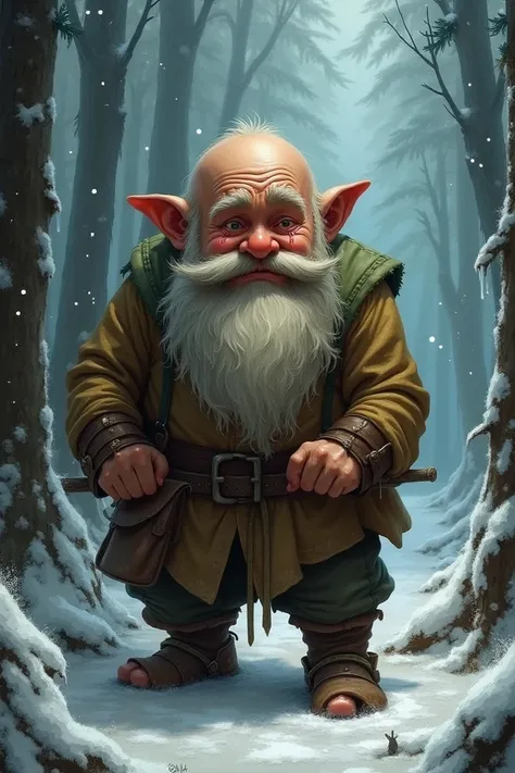 Create a crying Snow White-style bearded dwarf