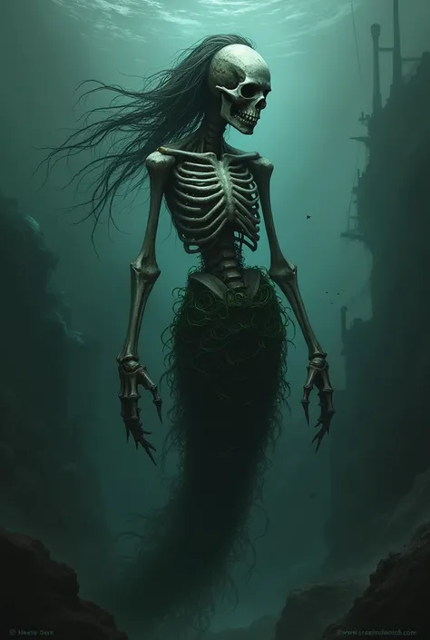 Dark and skeletal mermaid 