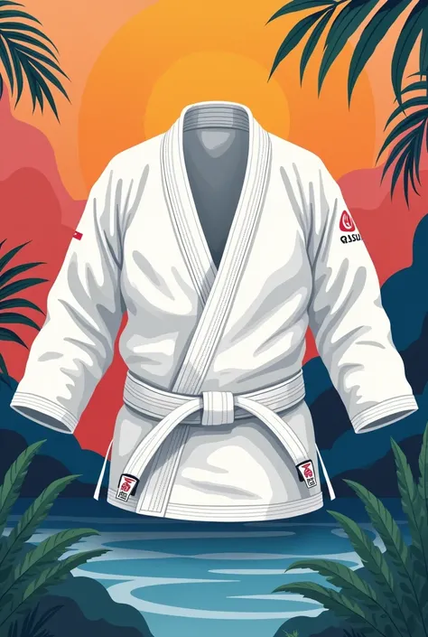 picture of simple  BJJ GI SUIT with unique background