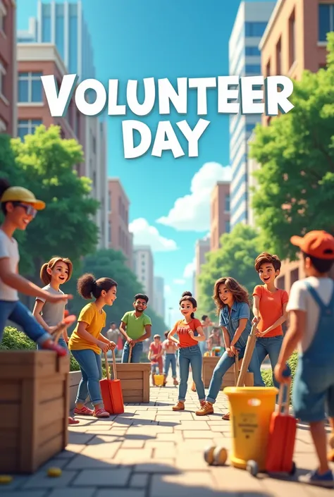 Create a “volunteer day” image in a more 3d style and with the inscription Volunteer Day remove the year 2019