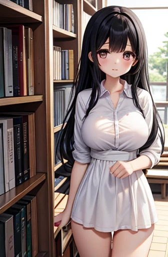  Soft Thighs、 evening の中学校の教室、 evening 、Gentle sunlight、 this girl is too cute、Also, The  who was in the library that day.、 long black hair, big breasts