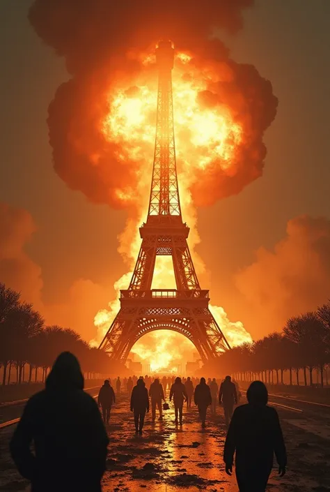 Massive nuclear bomb explodes in the middle of the Eiffel Tower