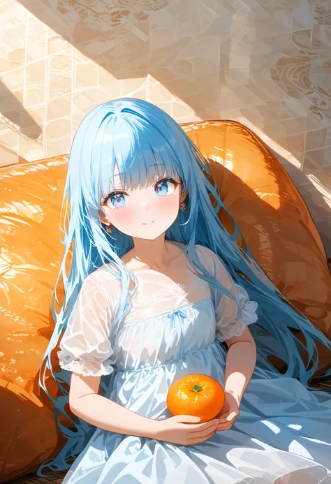 ,(((( light blue long hair)))), ,(((( light blue long hair)))),light blue hair, , long hair ((blush)) , cute face, big eyes, masterpiece, best quality,(((((a very delicate and beautiful girl))))), (flat chest),Amazing,beautiful detailed eyes,blunt bangs(((...