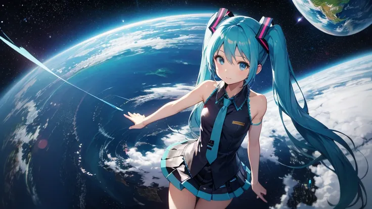 Miku Hatsune,Look at Earth , that&#39; warped world 　 from the side