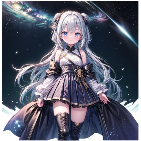 ((( 1 girl )))、starの妖精、vtuber-full body、((( top quality、  masterpiece on penis 、 best combination 、Golden Ratio、 official art、 super detailed、 super detailedな目)))、 super detailed,   from the front  ,  headshot 、 Blue and white hair color、Short bangs above ...