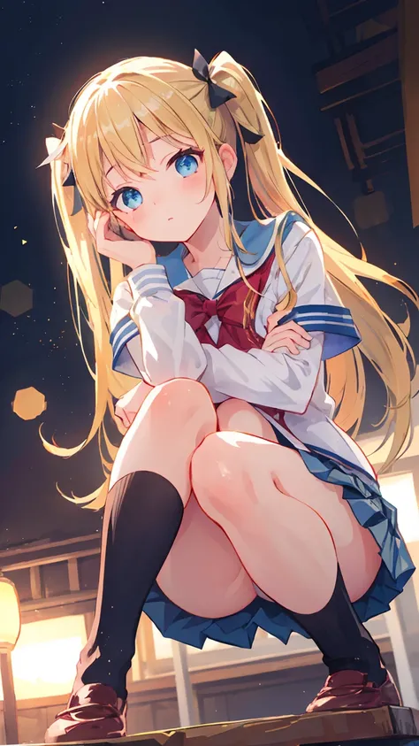   masterpiece on penis ,  beautiful detailed eyes,
Amazing 4K Artwork ,
 1 girl,
 blonde hair ,  twin tails,
 blue eyes,
(日本のHigh School Uniform,   Pleated Mini Skirt :1.3), (High School Uniform:1.2),
 super realistic, ( photorealistic:1.3),  RAW photo,  P...