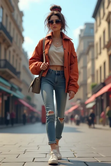 Cool girls outfit clothes in london in walking style 3d video