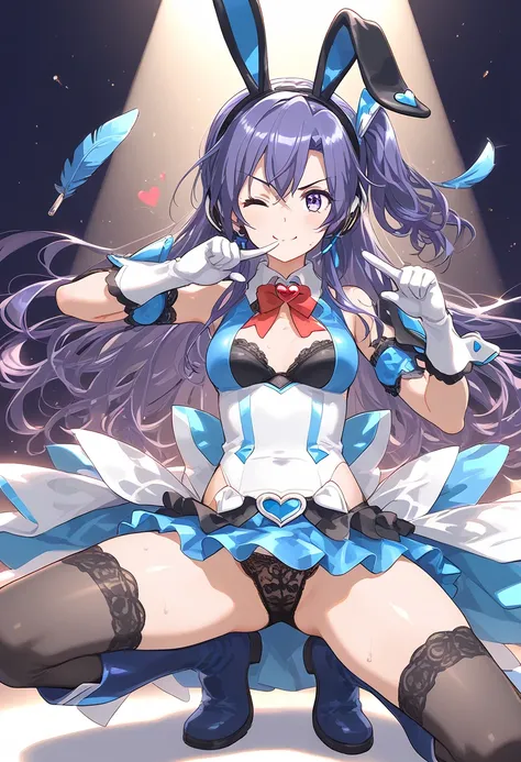 masterpiece, best quality, perfect anatomy, high quality, fullbody, BREAK

litle girl, 1girl, kazanari_tsubasa

idols costume, stage costume, Feather decorations on the shoulders, frill skirt, mini skirt, elbow-length white lace gloves, black lace-up long ...