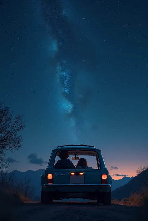 
I got in a mini, opened the sunroof, and watched the starry sky from inside the car.