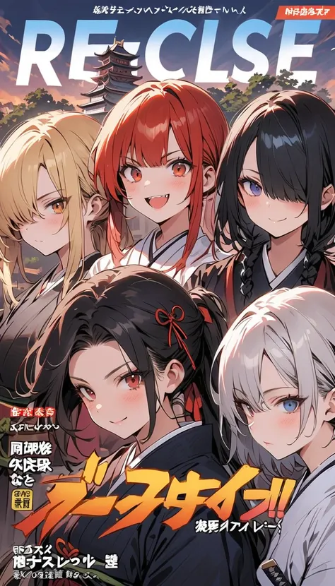  multiple women ,theyre all looking in a different direction,headband, Japanese Knife ,smile, No Emotion,Reckless attitude, Wicked Expression ,warrior,samurai,Hakama, black hair, Silver Hair,Blonde, red hair,Blue Hair, bob cut , ponytail, braids , hair ove...