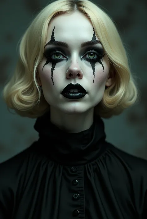 Nouveau personnage Tim burton  femme réaliste gros maquillage osée dark gothique blonde face shart