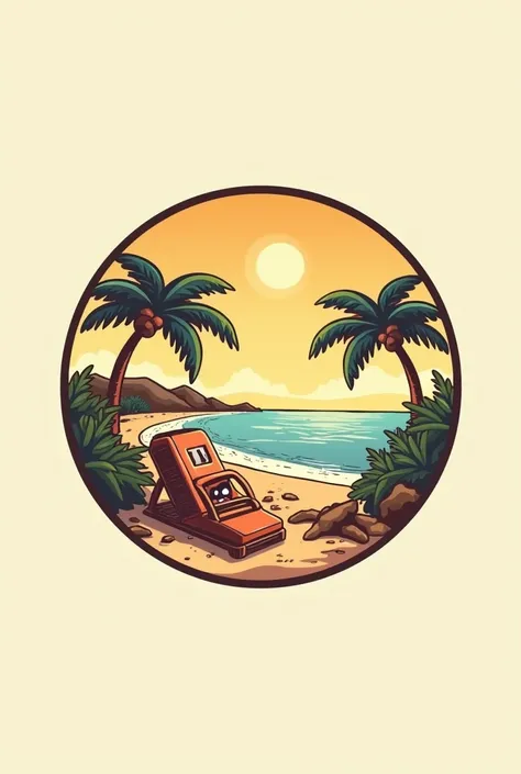 A logo in à circle go on a vacation add pictures in it must be vintage style colour and written beanth it should be ho on a vacation 