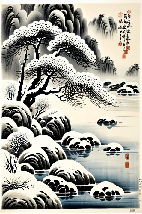 Footprints in Snow, by Qi Baishi.
best quality, masterpiece, intricate details, ultra-detailed