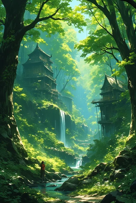 Nothing living ,  just a green forest  ,  just a magic world,  with houses  