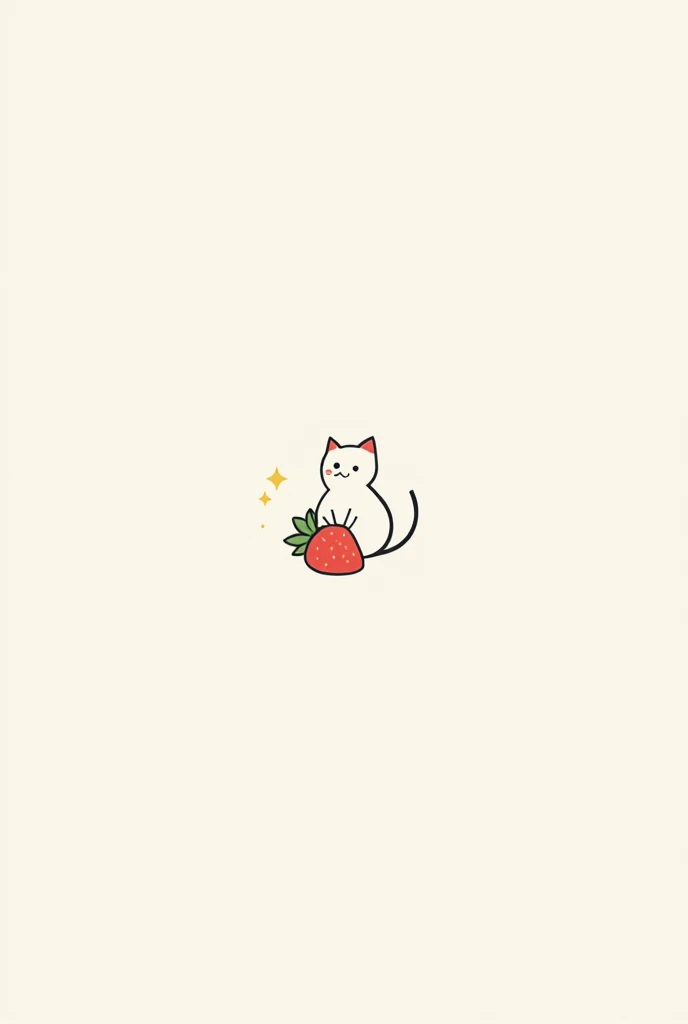  Make me a simple logo , only outline , for a brand,  that has a cat and strawberry theme