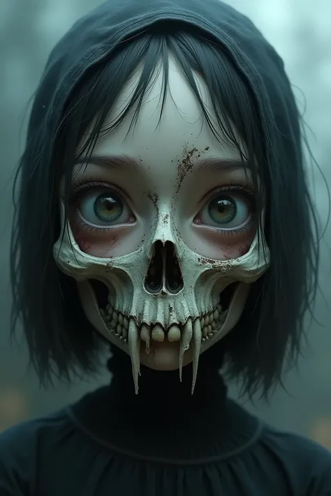 An anime face with a skull mask
