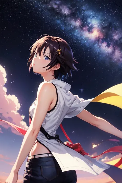 Anime Wallpaper、The Girl Who Sees the Sky and the Stars , Space Sky. Works by Makoto Xin Haicheng,  anime art wallpaper 4k ,  Animation Art Wallpaper 4K ,  Anime Art Wallpaper 8K , Anime Sky,  amazing wallpaper , Anime Wallpaper 4K,  anime wallpaper 4k , 4...