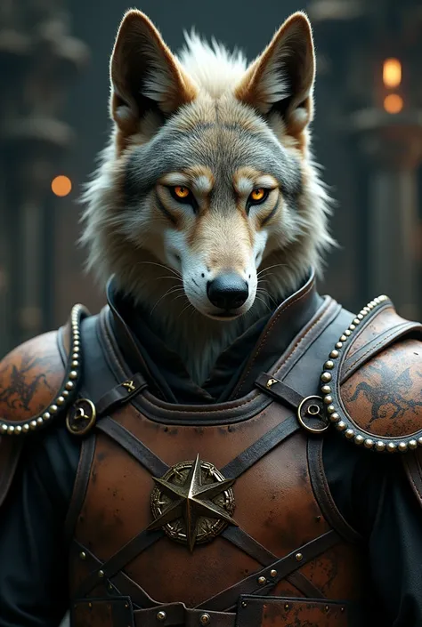 Man with wolf ears, antique leather chestplate, dynamic pose, complex fantasy character, cinematic lighting, fantasy, magic, close-up, detailed background, best quality, HDR, 8k, photorealistic, RAW photo, highly detailed