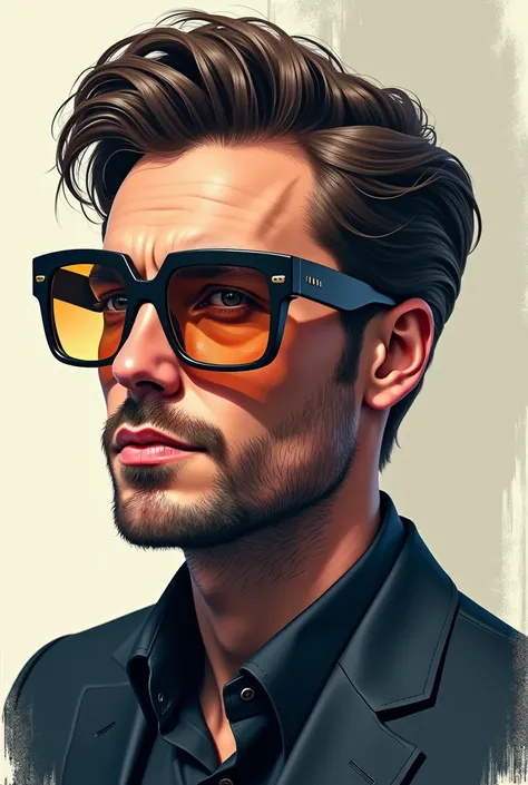 Draw an illustration of a man wearing layered double glasses