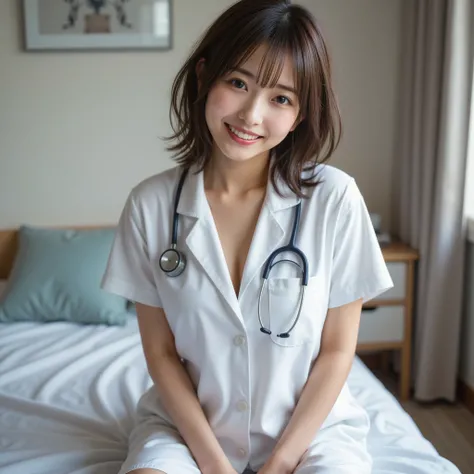 『 1 girl :1.3』『 REAL PHOTO:1.3』 top quality:1.2、(( Big Breasts ))、 I can see a little cleavage 、(( young woman))、(( has red cheeks))(( Im showing my teeth and laughing 1 :3))、((( anatomically correct、 perfect anatomy、 anatomically correct指)))、( plump body)...