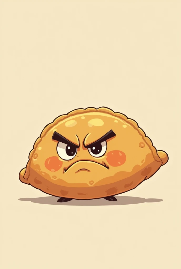 An angry 2D empanada without fire