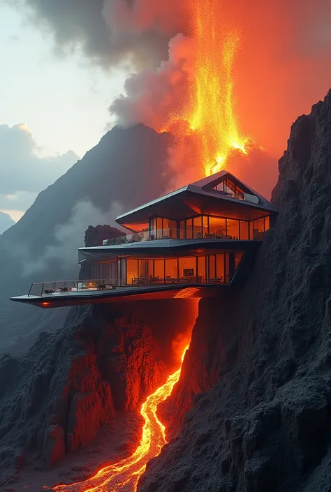 Future house made from erupting volcano