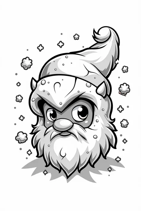 Prompt:
A black-and-white cartoon-style logo featuring a stylized male character wearing a monster hat inspired by a snow monster. The hat has rounded, smooth features, incorporating swirling design elements and subtle details like snowflakes and icicle pa...