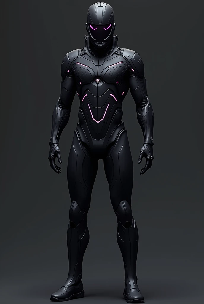 A futuristic and stealthy uniform design for a spacefaring team named "Black Eclipse," featuring a full-body suit primarily in matte black. The red glowing lines from the previous design are now replaced with customizable personal colors for each team memb...