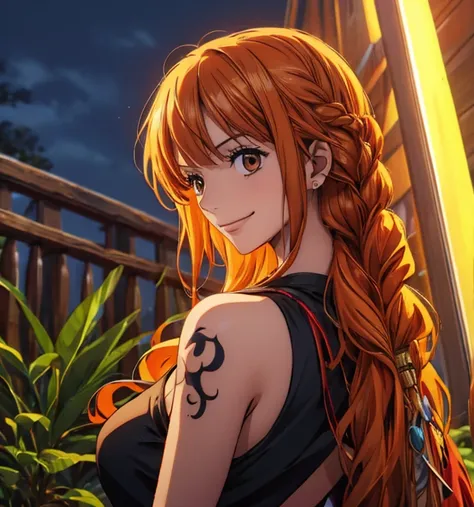 (masterpiece, top quality, 4K, 8k,   high definition  , 最高masterpiece:1.2),  super detailed, ( realistic , photo realistic , photo- realistic :1.37),   Maintaining Anime Style  ,  Nami in One Piece,( 1 girl ), pale orange hair hidden in thick grass ,Beauti...