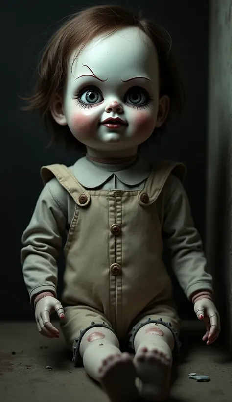 A creepy doll staring at the camera