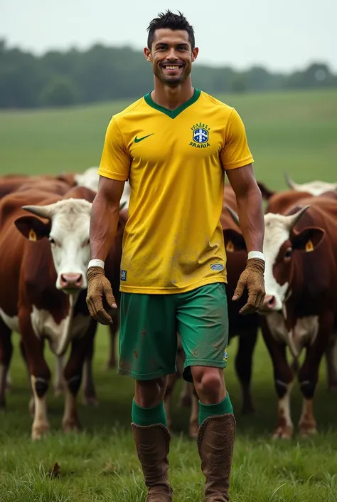 1.	Cristiano Ronaldo wearing Brazilian national team uniform in a new role: “Imagine that Cristiano Ronaldo decided to trade soccer for a quiet life on the field.  He starts working as a cow milker on a farm in the countryside .  How does he adapt to the d...