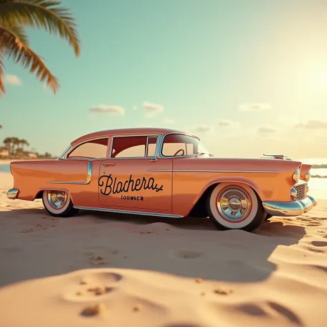 
Create an image with a lowered sloop and a written logo: Low Beach Car 