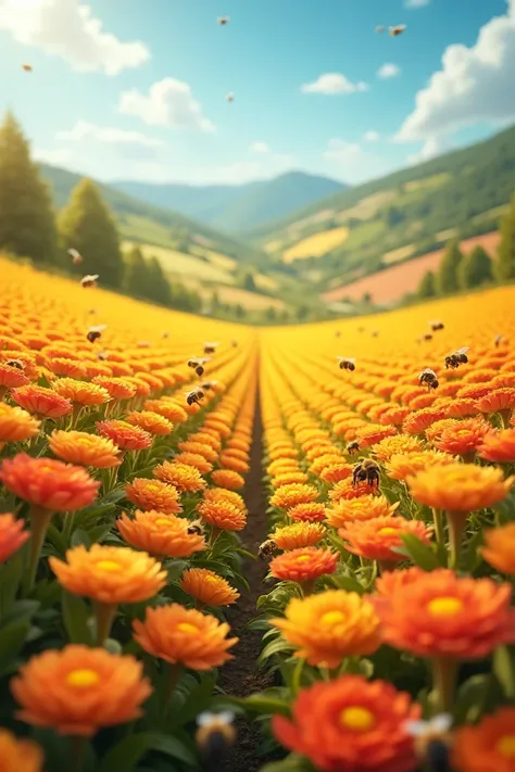 Honey production field from flowers 
Beautiful field seen charming 
