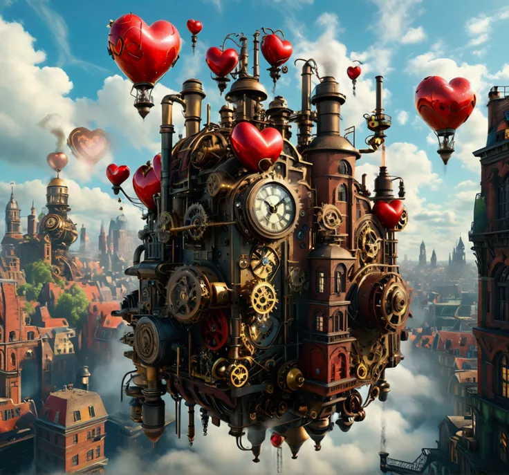 (4k, RAW photo, best quality, masterpiece:1.2),ultra high res,(photo realistic:1.2),High detail RAW color photo, professional photograph,(realistic, photo realistic:1.4),((best quality)),Retro bubuurism,Create an image of a 19th-century steampunk cityscape...