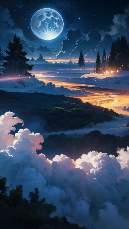 the island flying in the clouds, (best quality, 4k, 8k, highest, masterpiece:1.2), ultra-detailed, (realistic, photorealistic, photo-realistic:1.37), dramatic lighting, dreamy color tones, vivid colors, fluffy white clouds, shimmering stars, enchanting atm...