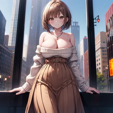 (( top quality)), ((masterpiece)), (  Details), ( super high resolution)、 cute girl、 very young 、solo、 
( brown bob cut)、 big big breasts 、 deep cleavage、 
 perfect face、超 Detailsな瞳、超 Detailsな肌、 perfect body、( perfect finger、Perfect Arms)、
( white off-the-...