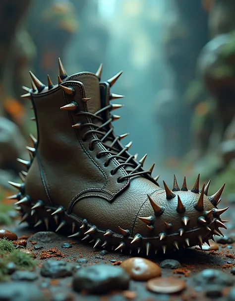 Imagine an almost realistic thorny shoe created with an incredible background 