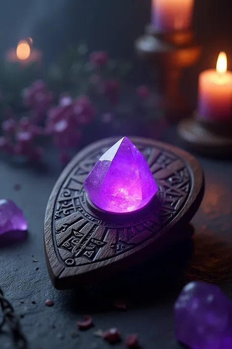 Planchette with purple crystal
